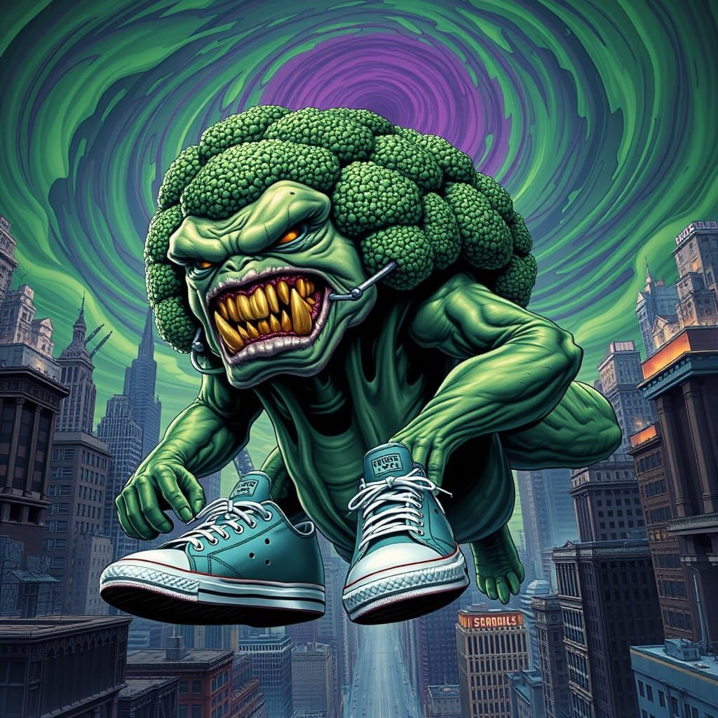 Colossal Broccoli Monster Rampages Through City in Dark Comi...