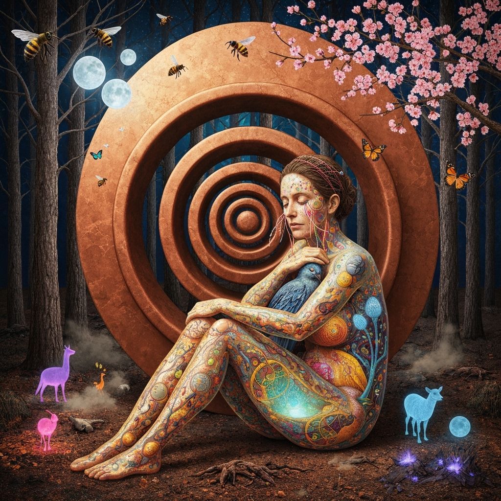 Surreal Bio-Art Collage of a Shaman in a Forest