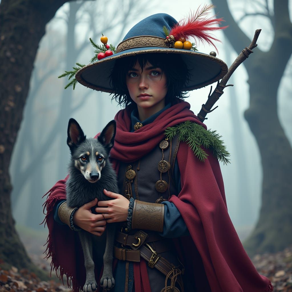 Medieval Traveler with Slouch Hat, Art Nouveau Style