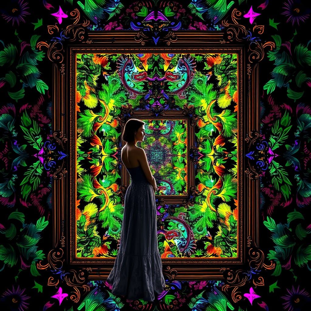 Bioluminescent Rainforest: Kaleidoscopic Glitch Art