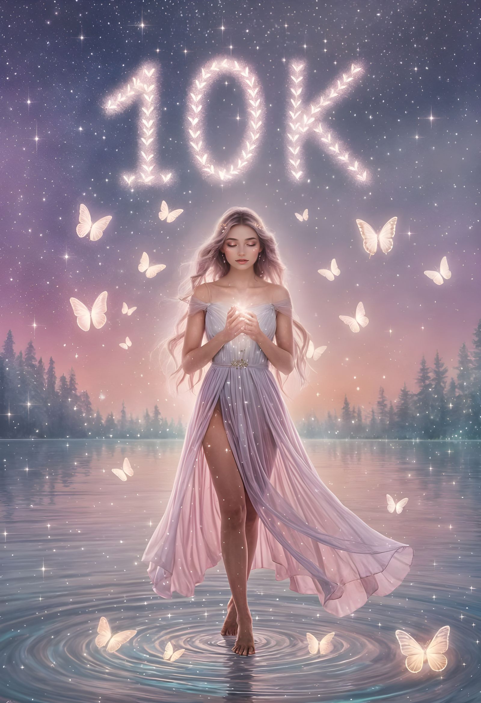 Celestial Woman in Pastel Lake Thanks 10K Followers
