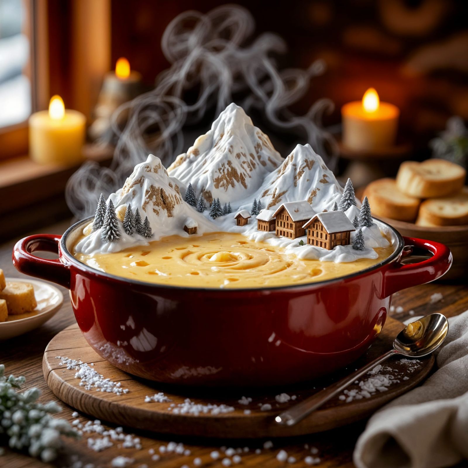Swiss Alps Fondue In A Pot