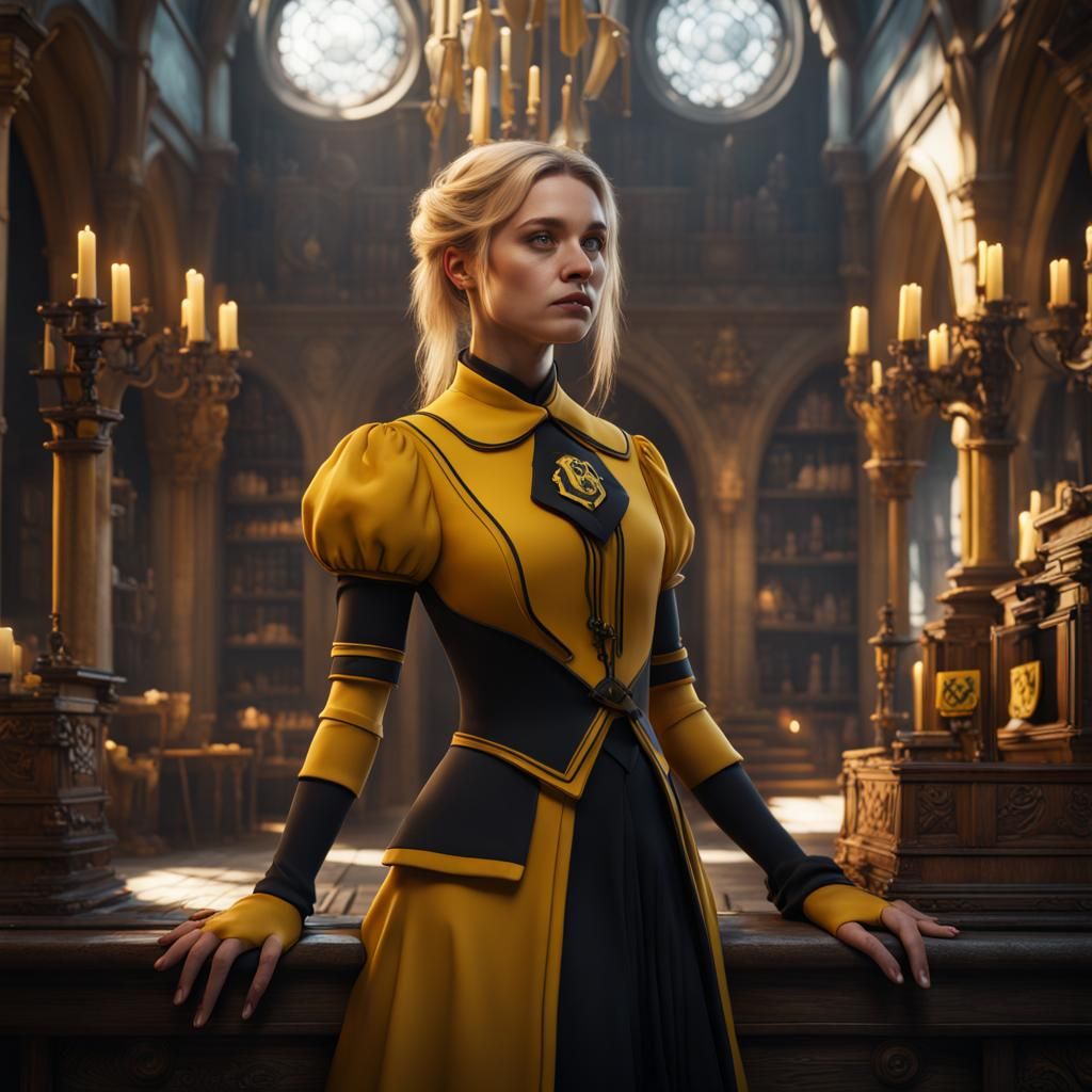Detailed Matte Painting of a Hufflepuff Girl