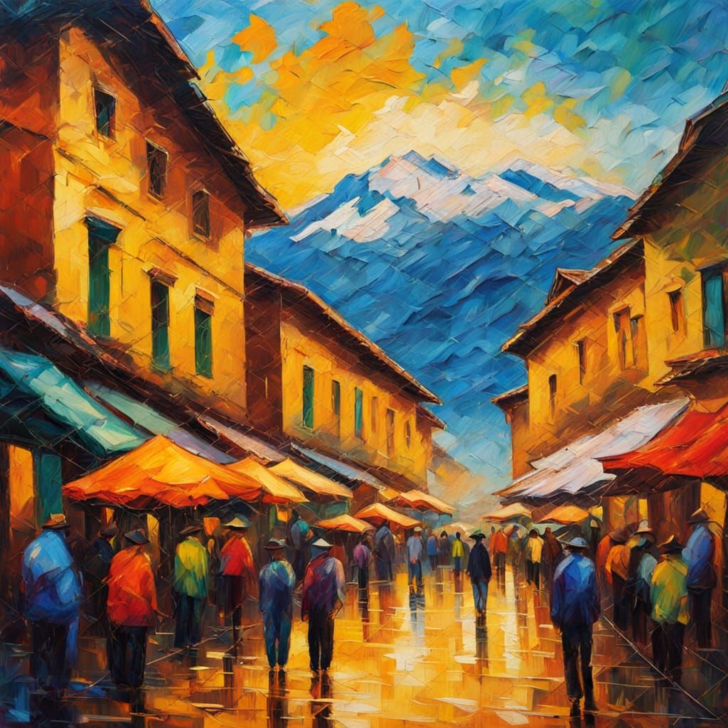 Bogota Cityscape in Vibrant Neo-Expressionist Style