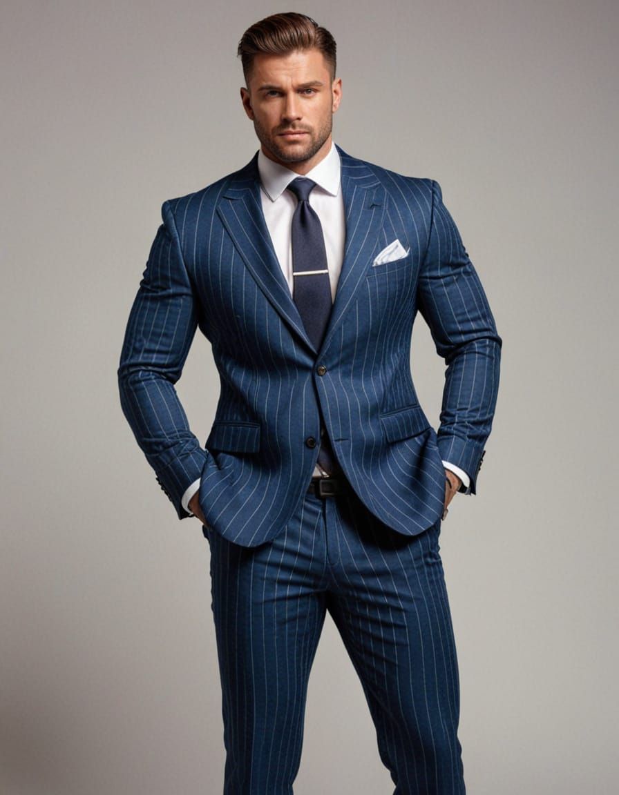 Dapper Striped Suit Silhouette
