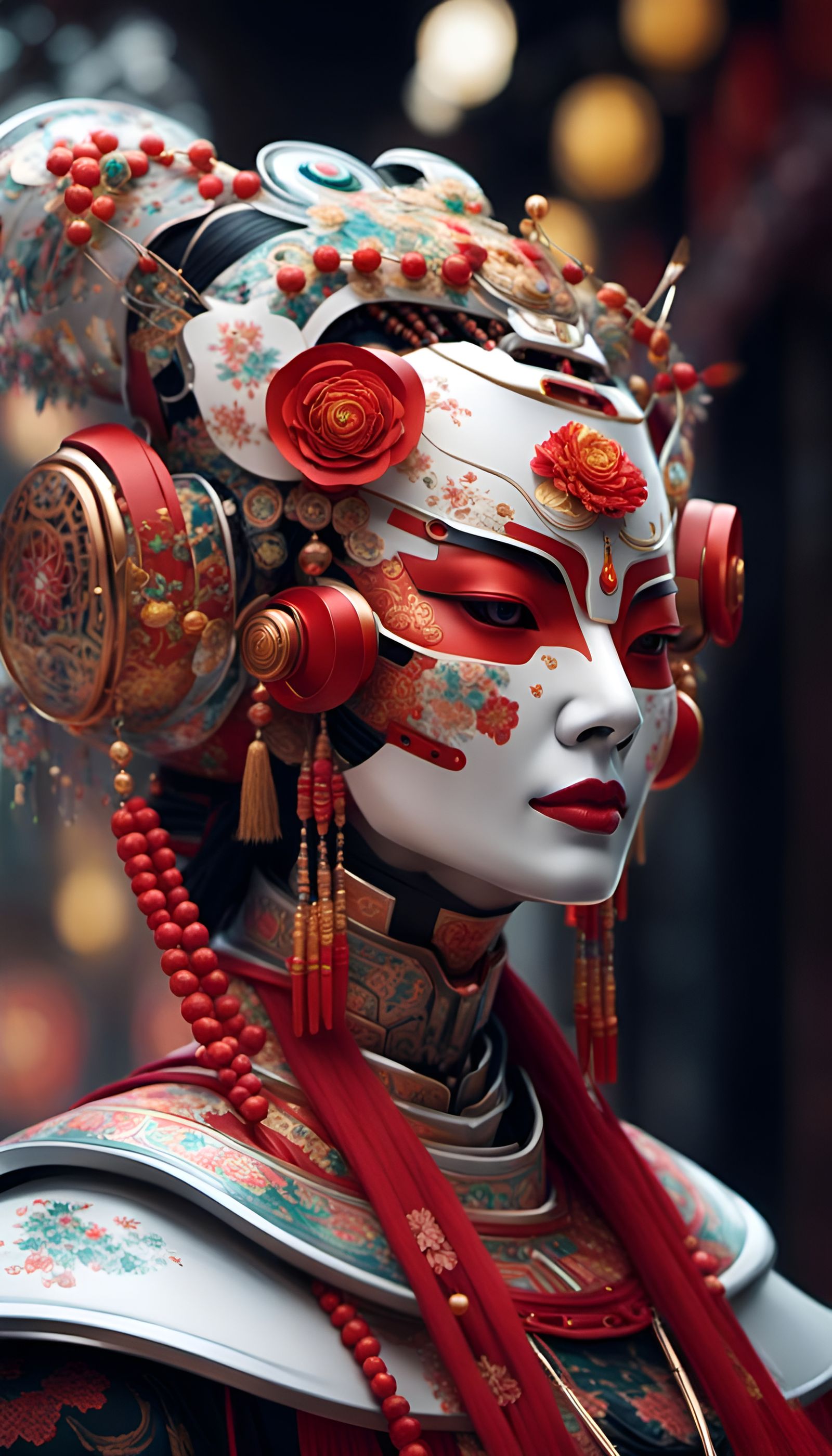 Chinese art mixed with futuristic photography.