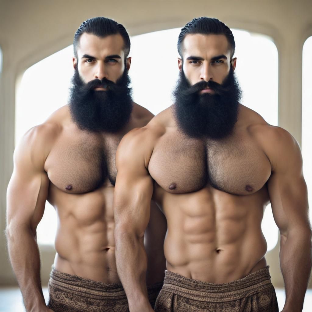 Middle Eastern Twins in Desert Landscape