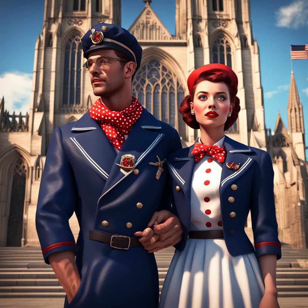Rockabilly Girl and Sailor Outside Beverley Minster
