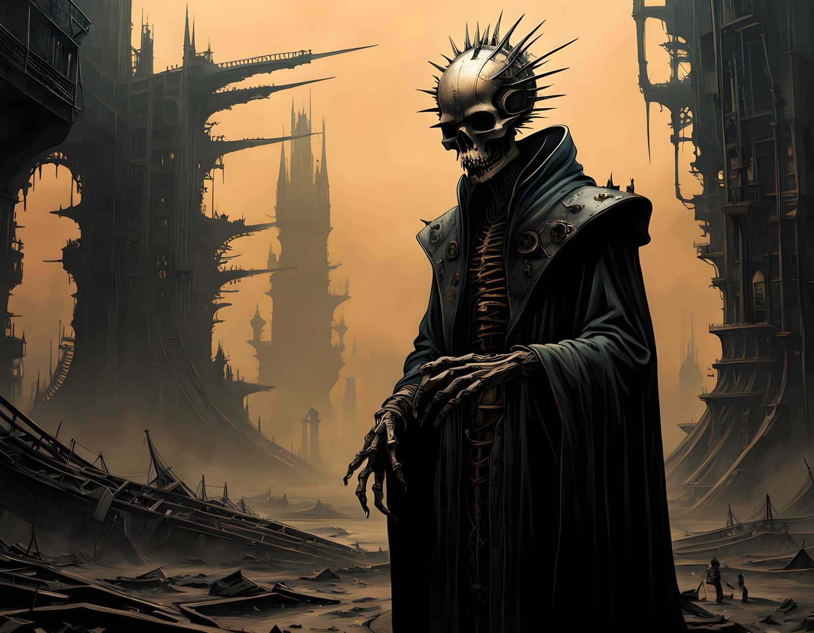 Dark Fantasy Figure in Cyber-Gothic Style