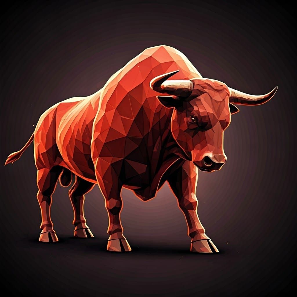 Geometric Bull with 3D Polygonal Design