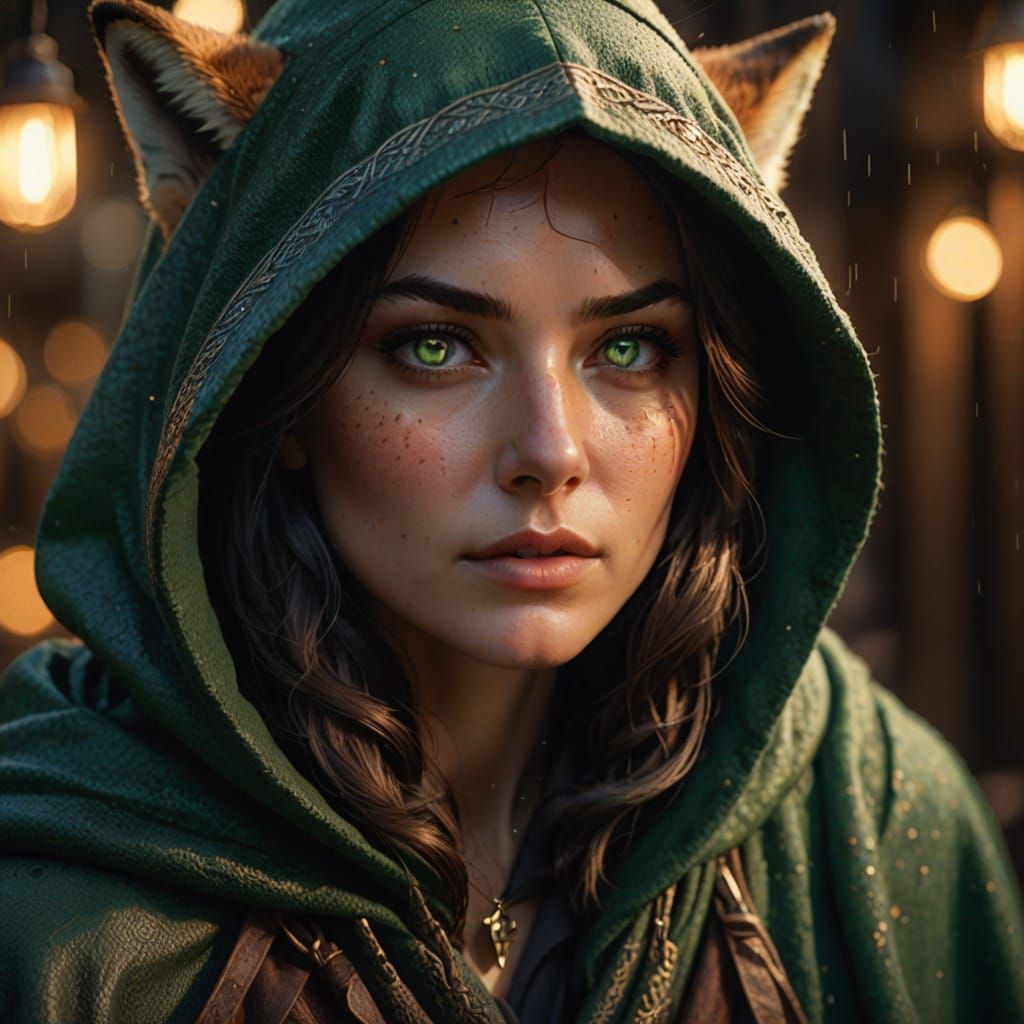 Fantasy Portrait of Woman with Emerald Eyes