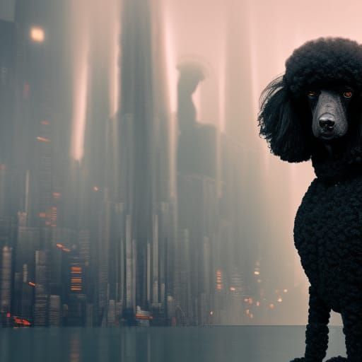 Cyberpunk Black Poodle Concept Art