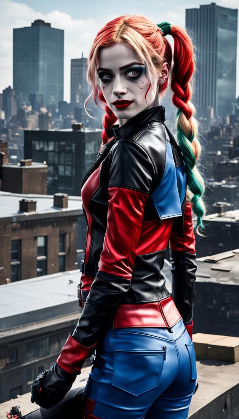 Katherine McNamara as Harley Quinn on Gotham Rooftop