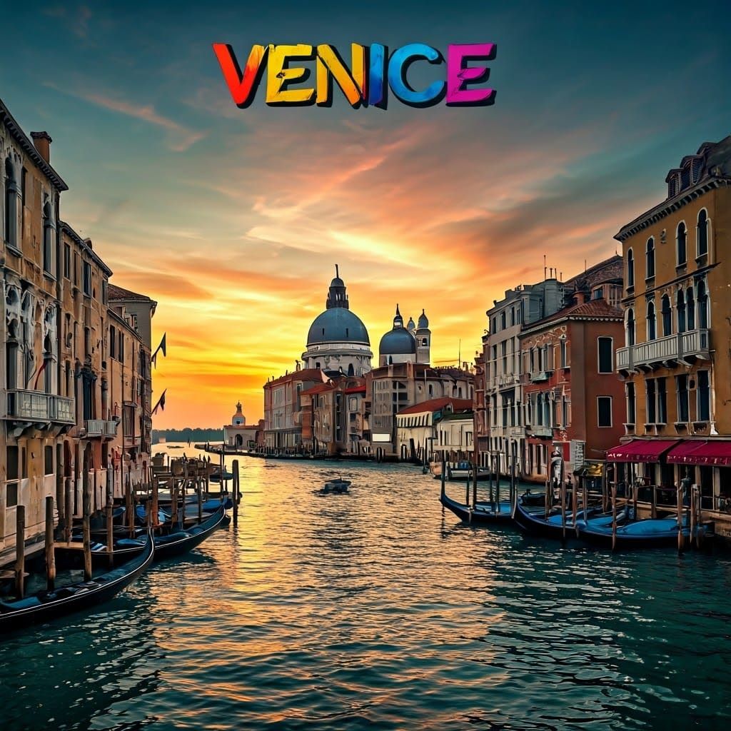 Venice Canal Sunset: Graffiti Art Travel Poster
