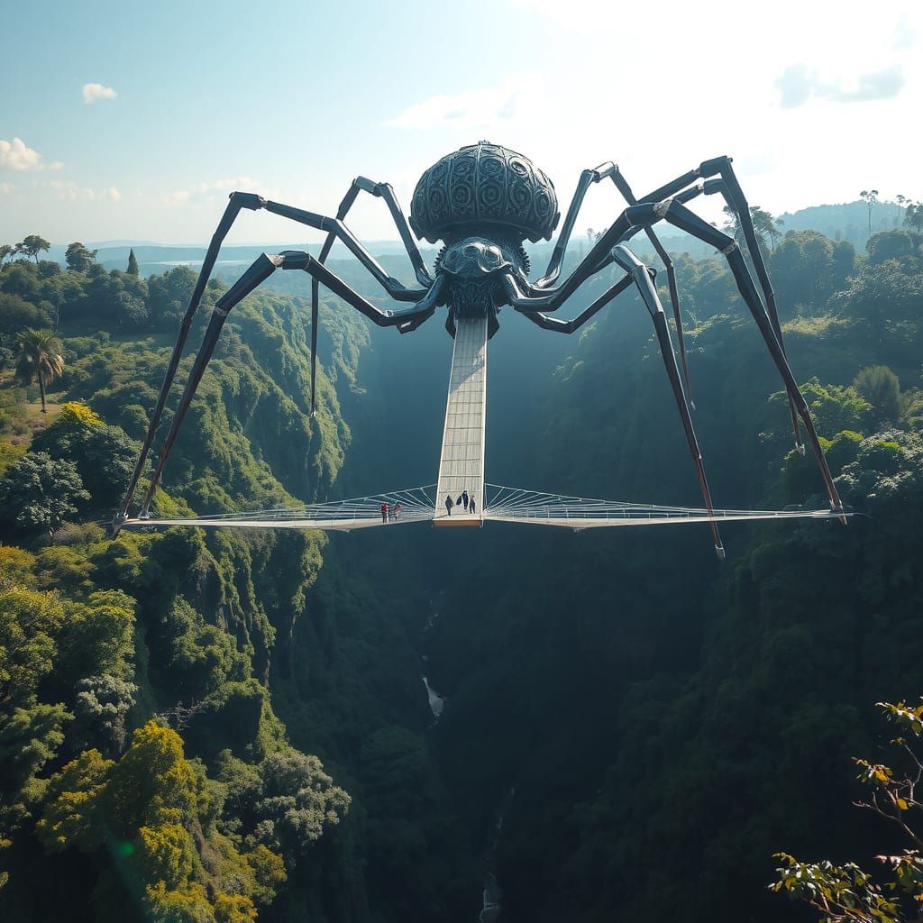 Spider Bridge: Surrealistic Biomechanical Marvel