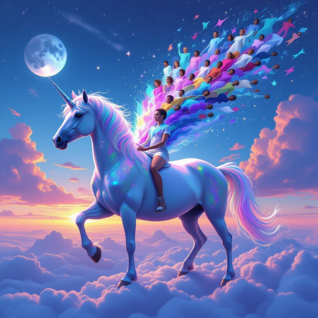 Earth on Unicorn Vomiting People: Surreal Dreamscape