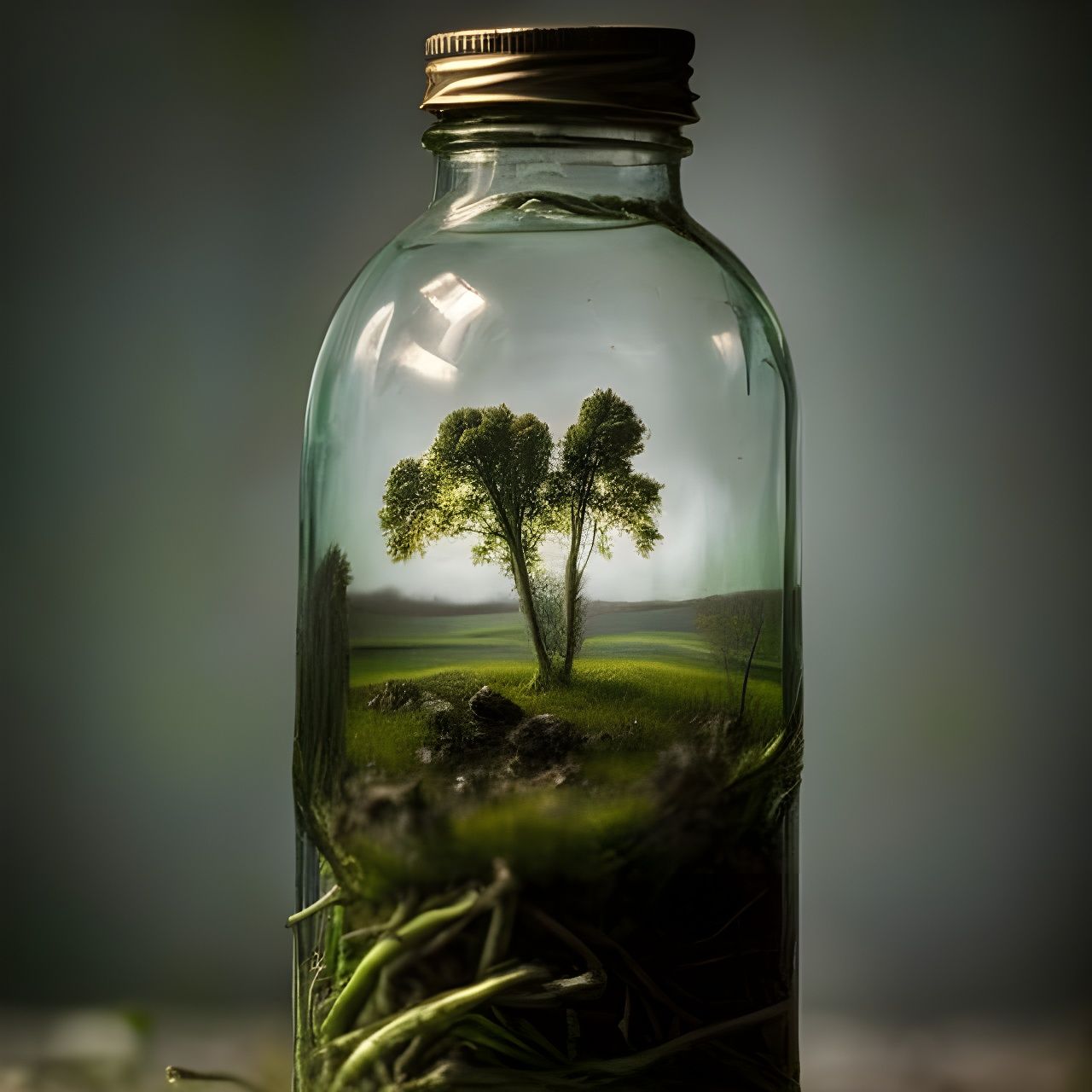 Miniature Forest World in Glass Bottle