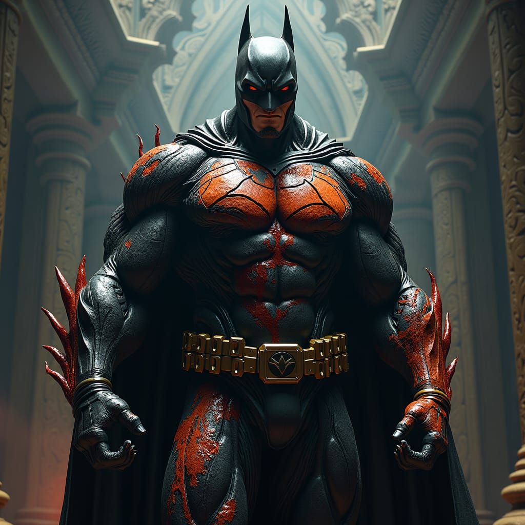 Venomized Batman in Dark Mystical Setting
