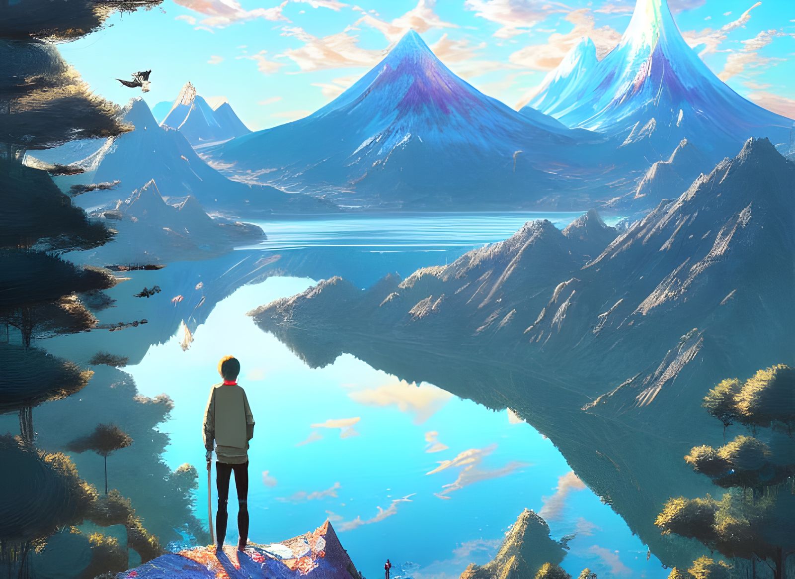 Epic Mountain Lake: Hyperdetailed Digital Illustration