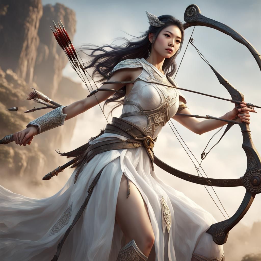 Korean American Princess Warrior with Bow and Arrow