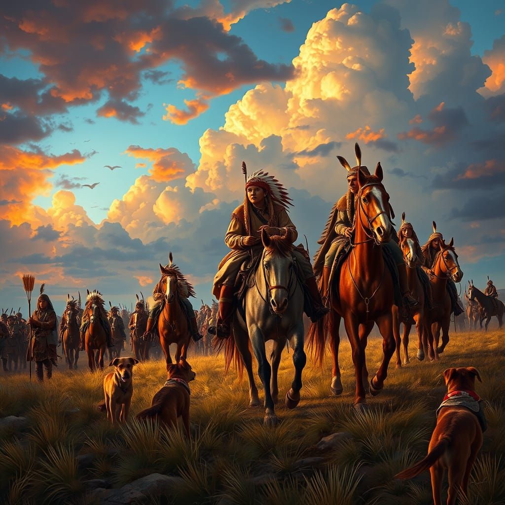 Native American Tribes on a Historic Journey in Vibrant Hype...