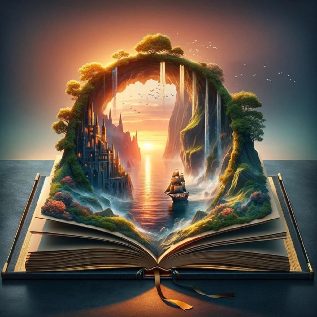 Fantasy Landscape Emerges from Ornate Book