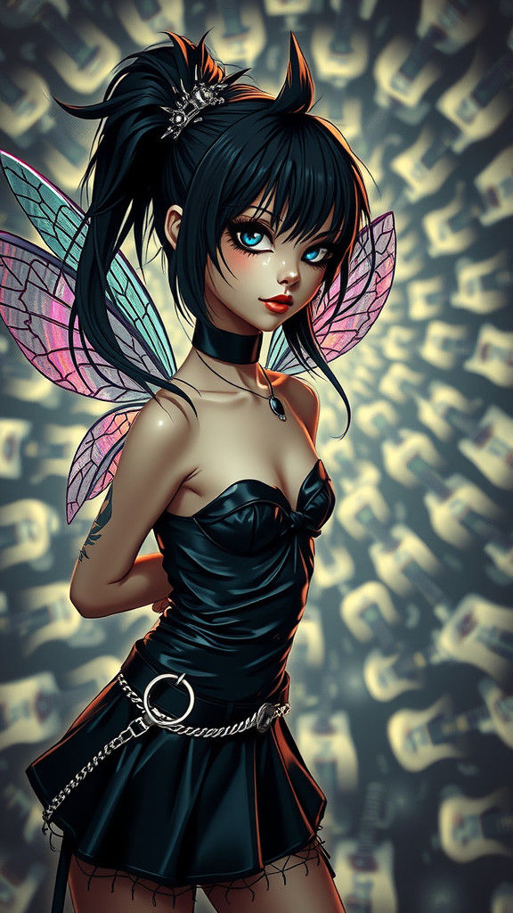Surreal Goth Fairy with Morphing Guitars