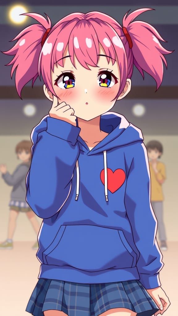 Anime Girl with Pink Hair in Moe Yamato Style