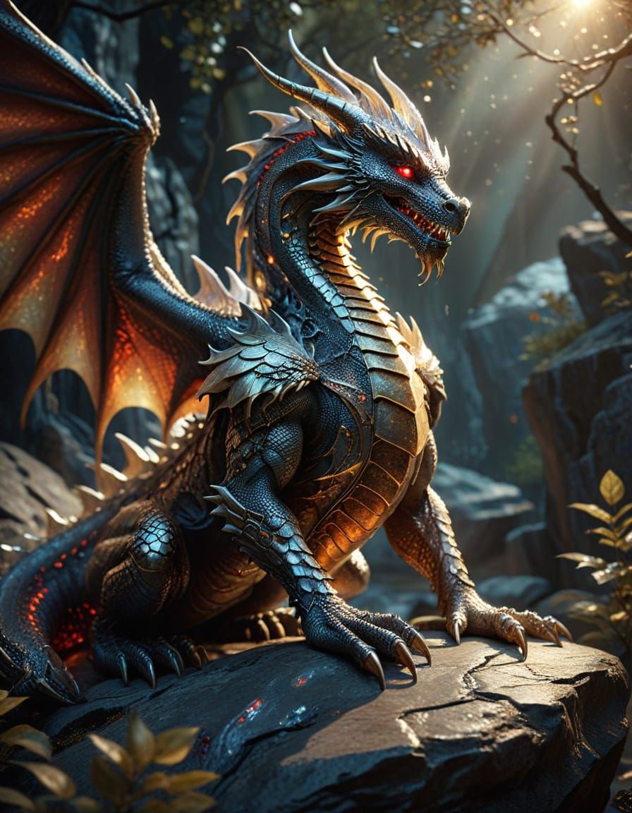 Silver Dragon Guards Ethereal Woman in Iridescent Glory