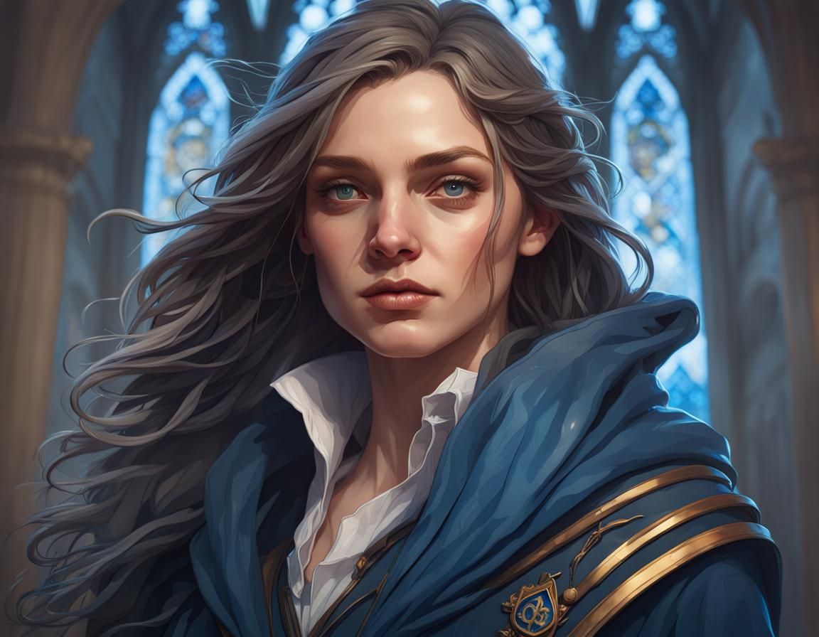Detailed Portrait of Ravenclaw in Art Nouveau Style