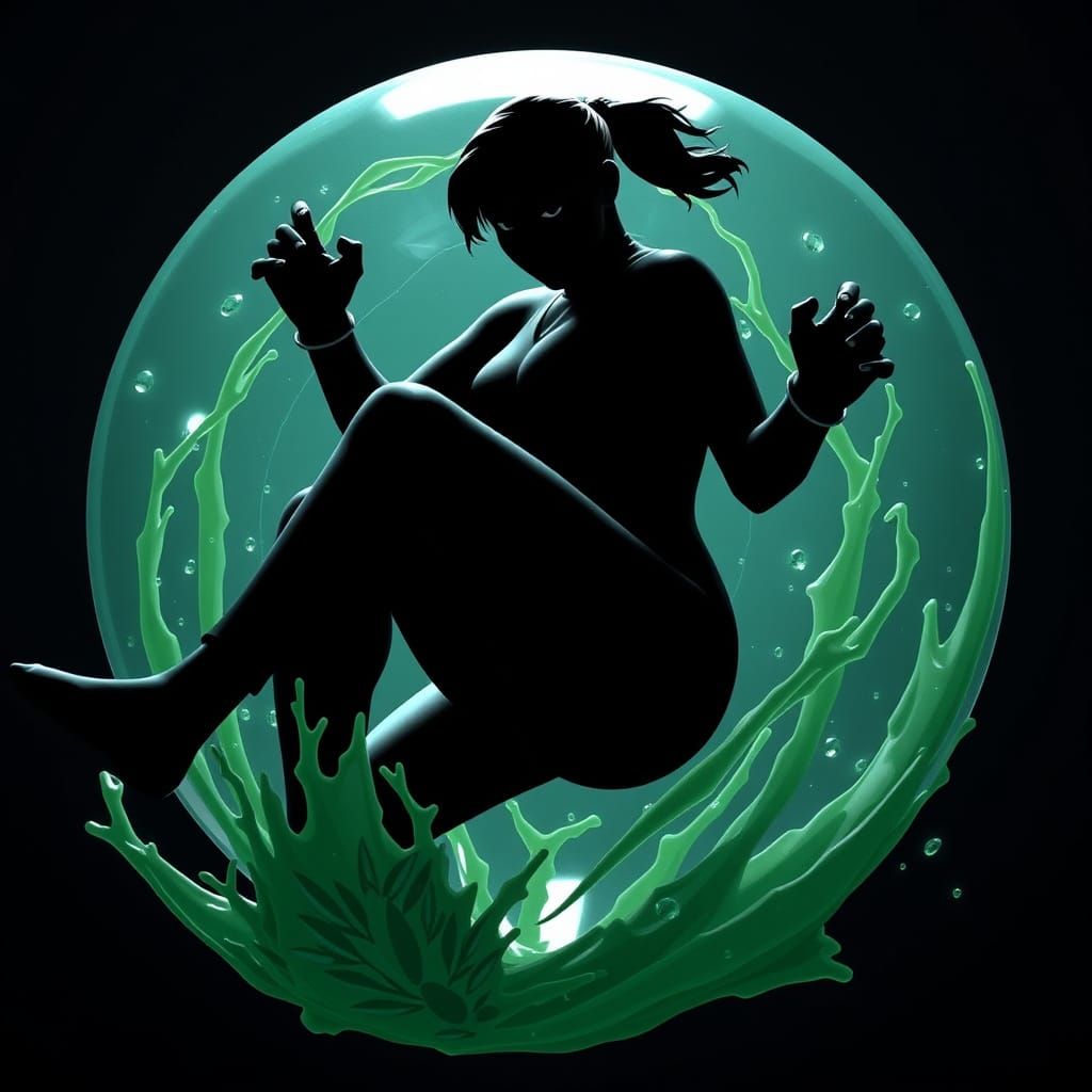 Female Martial Artist in Alien Slime Combat Ball