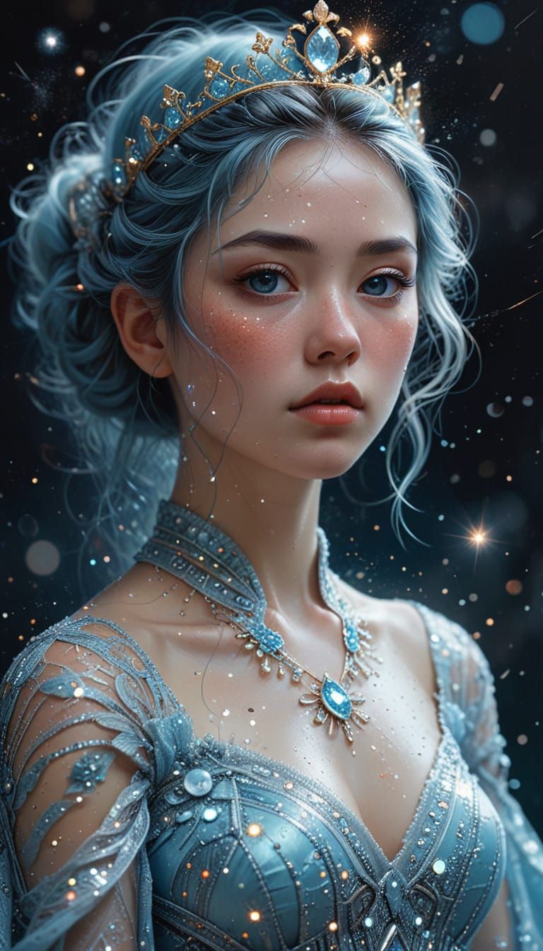Ethereal Princess in Filigree Dress, Fantasy Art Style