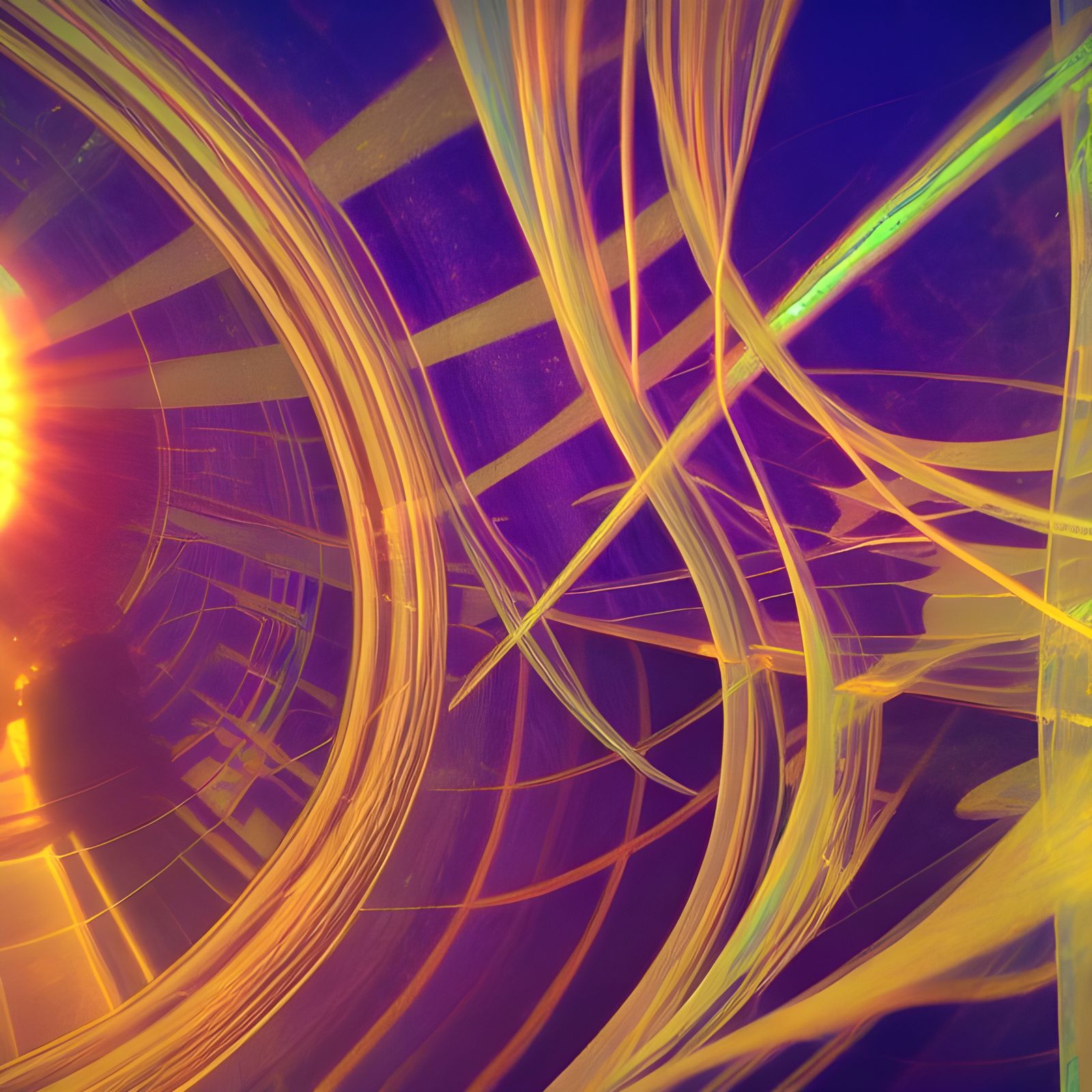 Surreal Fresco with Radiant Light Rays