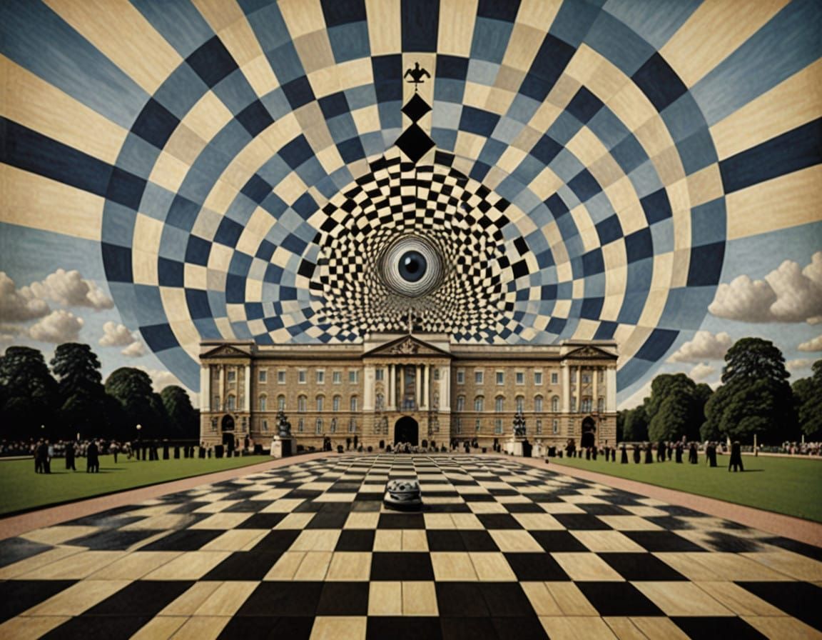 Surrealism in Digital Art: Checkerboard Pattern and Optical....