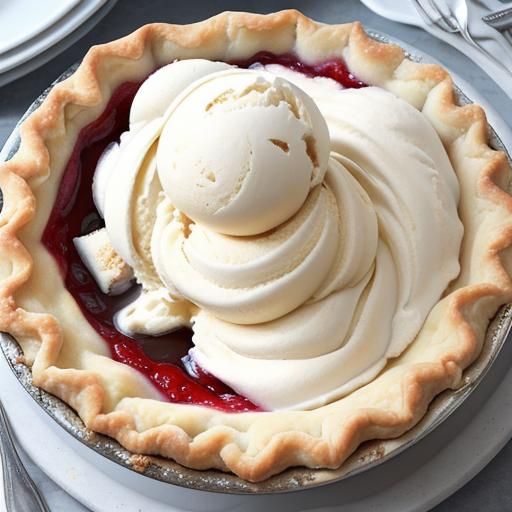 Delicious Pie with Melting Ice Cream Topping
