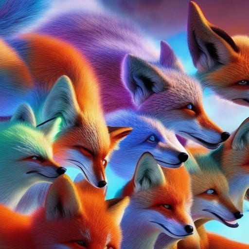 Menacing Foxes in Detailed 3D Digital Art