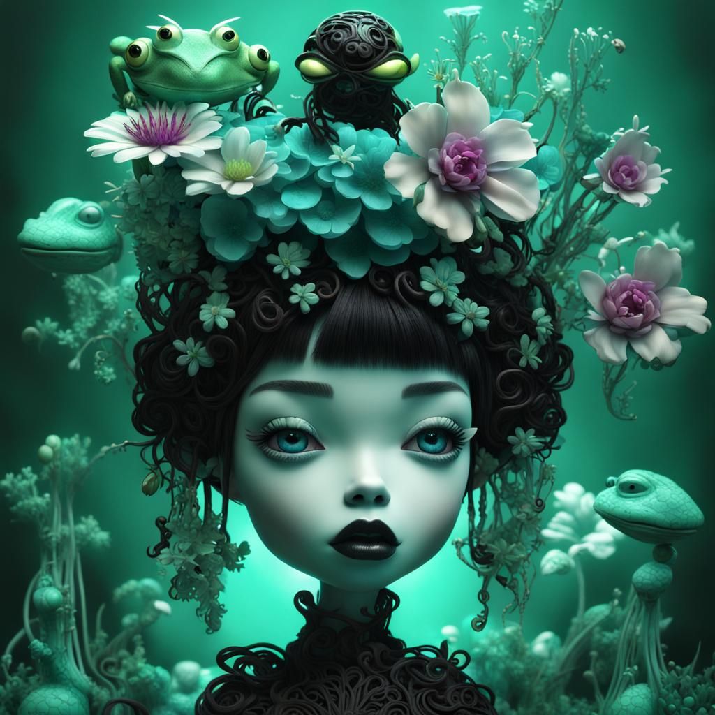 Mystical Forest with Bioluminescent Flowers in 3D