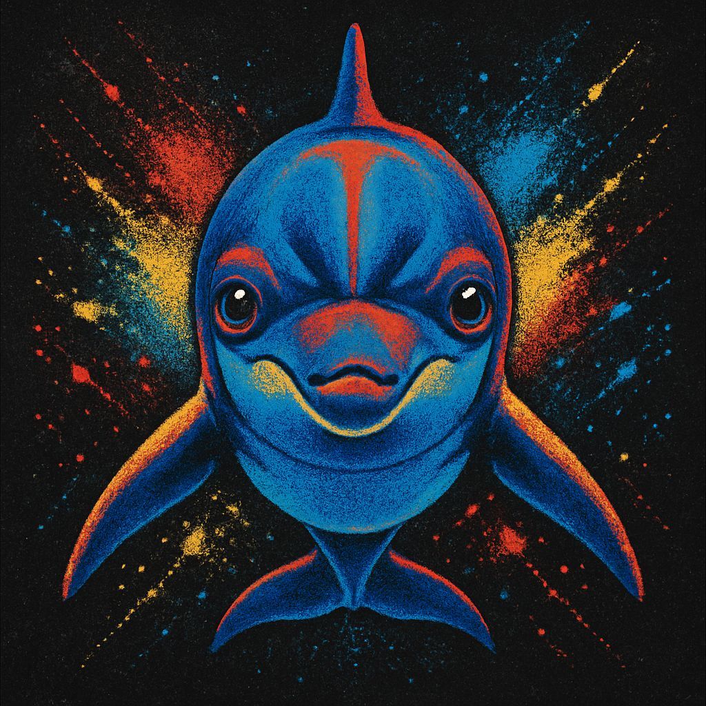Dolphin Swimming in Chalk: A Pop Art Digital Rendering