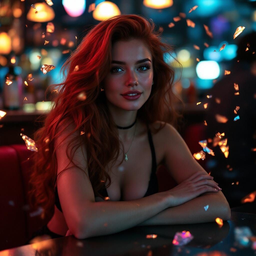 Warm Smile in Crystalline Neon Noir