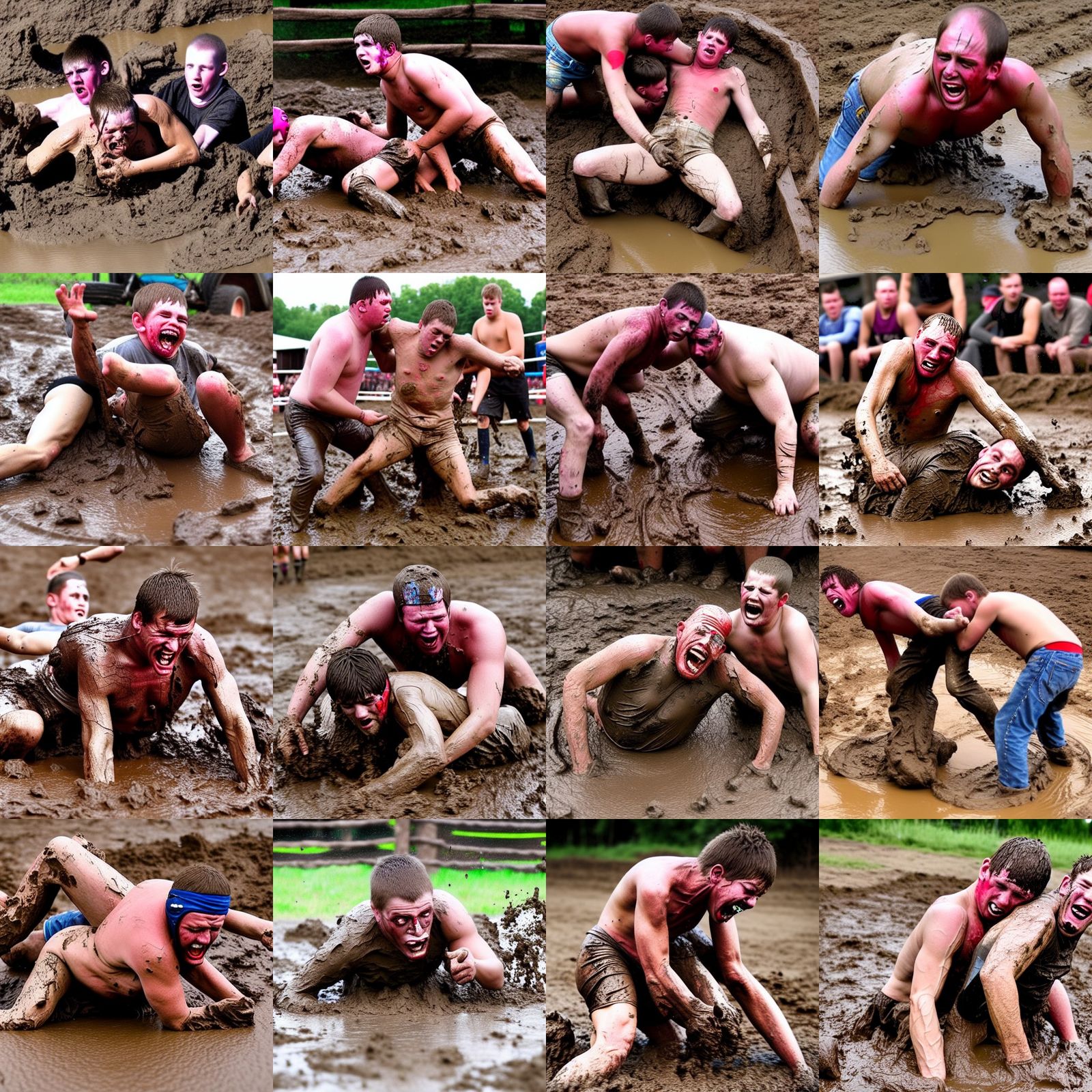 Inbred Hillbillies Mud Wrestling
