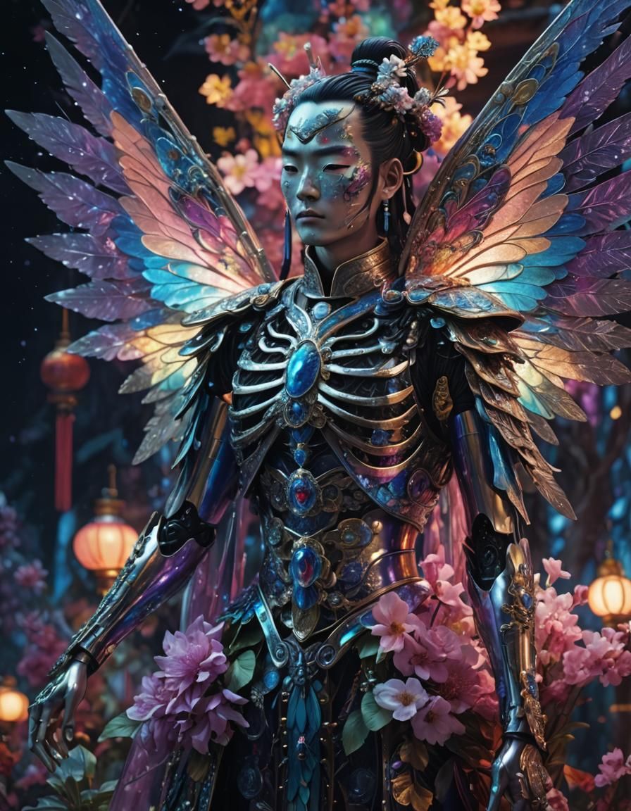 Ancient Chinese Prince in Anime Style with Fairy Wings