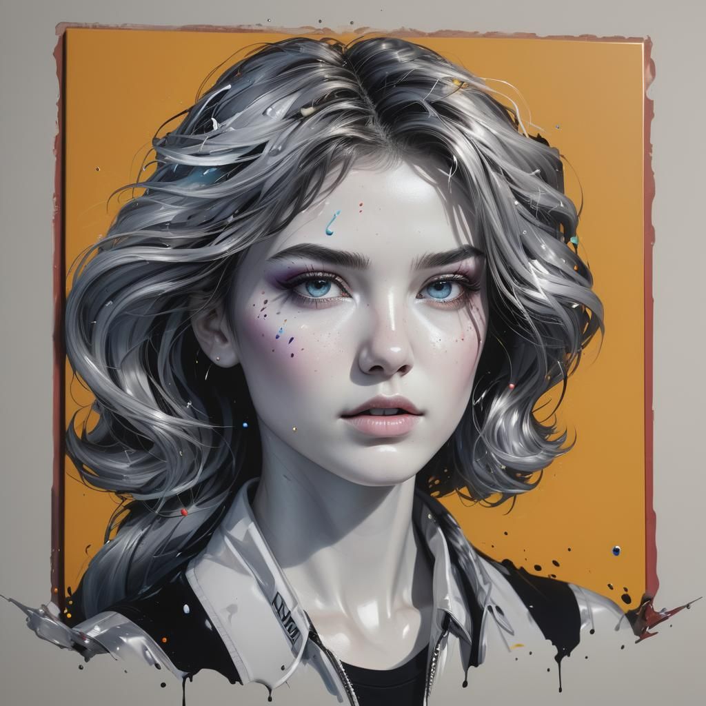 Electric Beauty in Splash Art Style