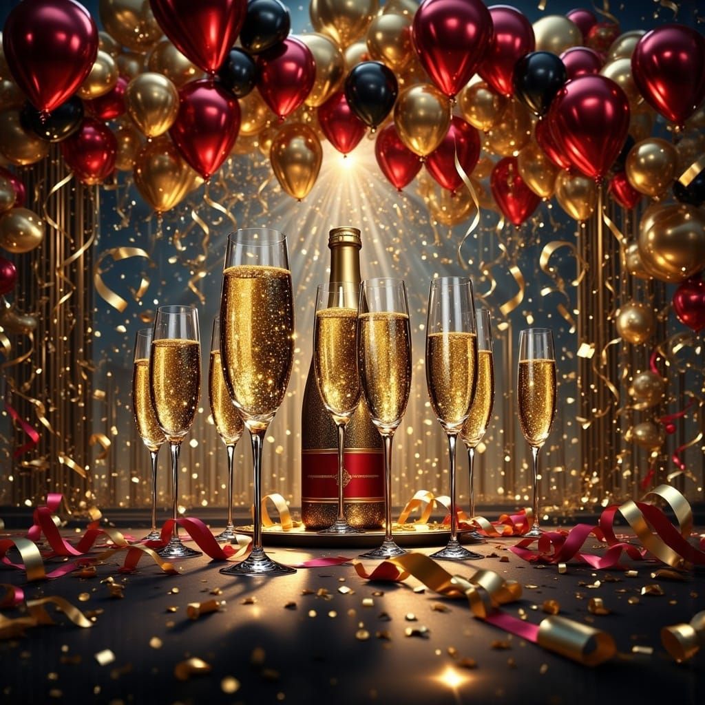 Ethereal New Year's Eve Soiree with Glittering Champagne and...