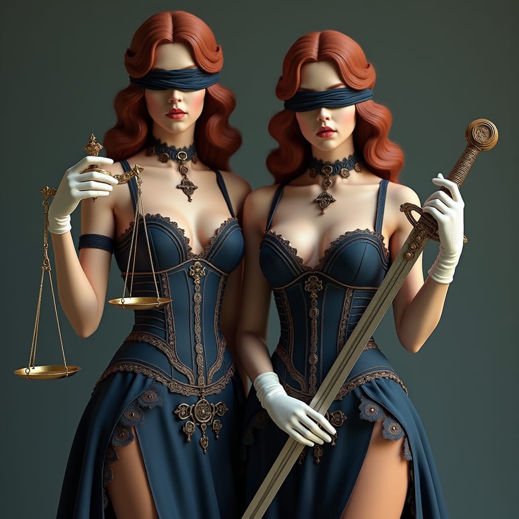 The two girls each perform their duties and form the goddess...