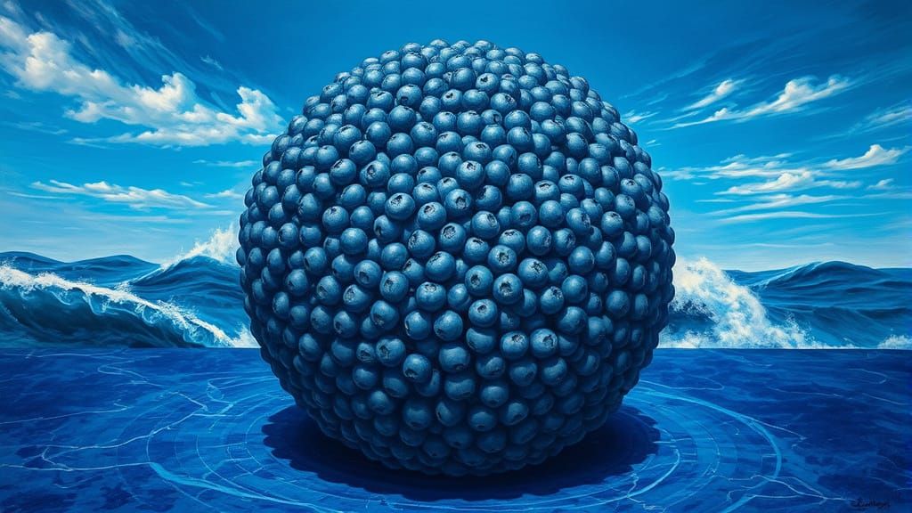 Blueberry Globe Fantasy Art in Oil Painting Style