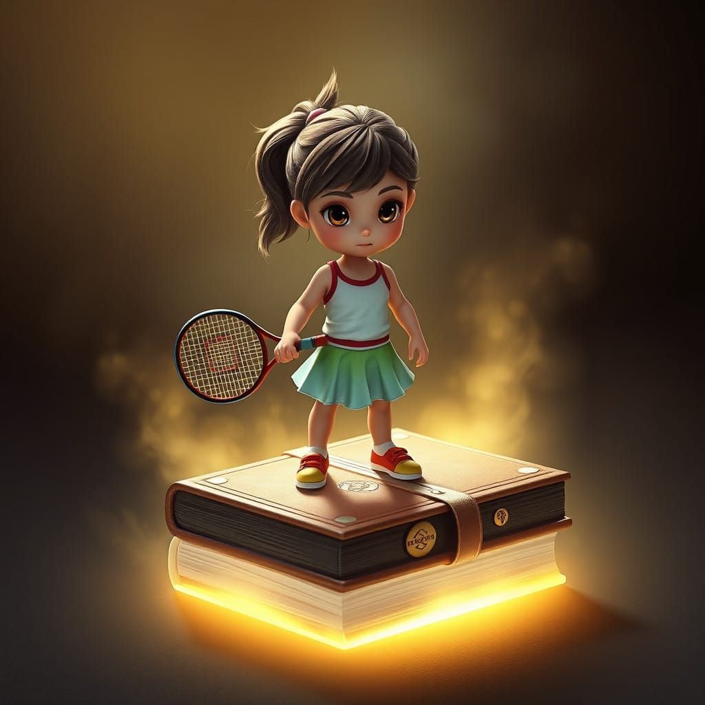 Girl Tennis Champion in Radiant Ethereal Scene