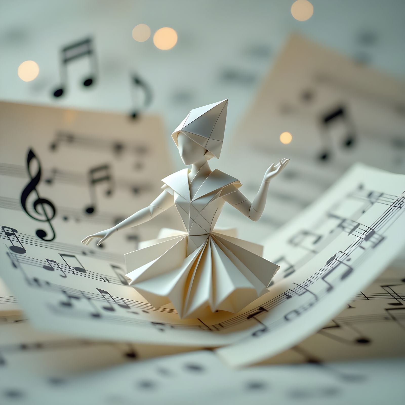 Origami Papercraft Music in Soft Focus