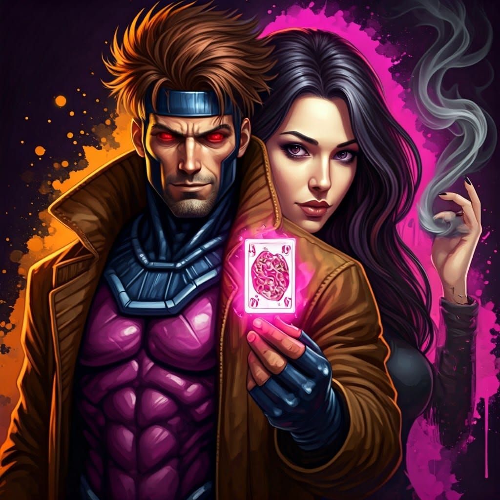 Gambit and Companion in Graffiti Art Style