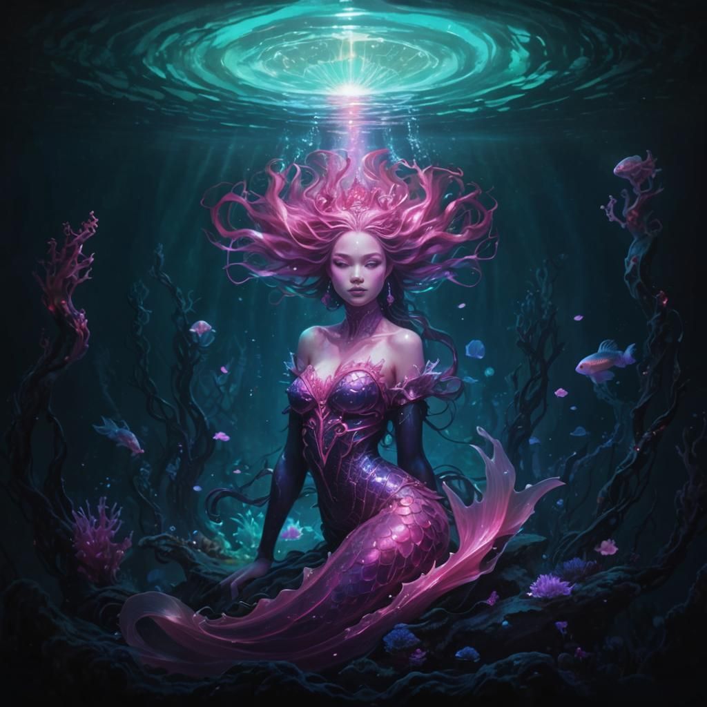 Neon pink mermaid 21