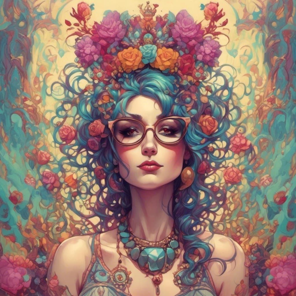 Courageous Hippie Queen in Harmony with Universe